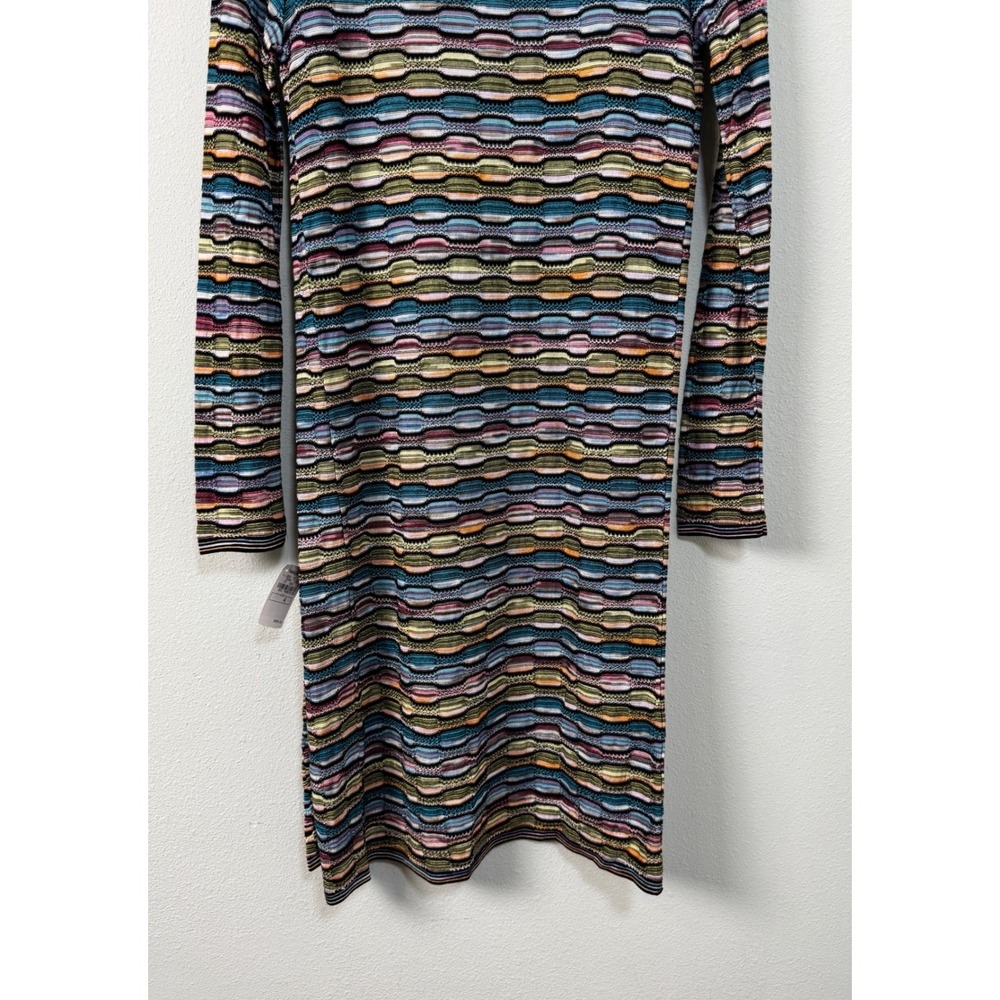 M Missoni Y2K Vintage Knit Cardigan Duster Multi-Color Wave Tie Front Size 4 NEW - Picture 7 of 12